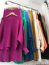 Solid Color Knitted Long Sleeves Top with Skirts Co-Ord Set